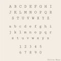 A monogram alphabet font preview showing uppercase and lowercase letters A through Z, numbers 0 through 5, on a warm beige background. The brand name 'Cutive Mono' appears in the bottom right corner.