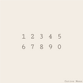 A minimalist digital preview of the 'Cutive Mono' typeface, displaying the numbers 0 through 5 arranged in two rows on a solid warm beige background.