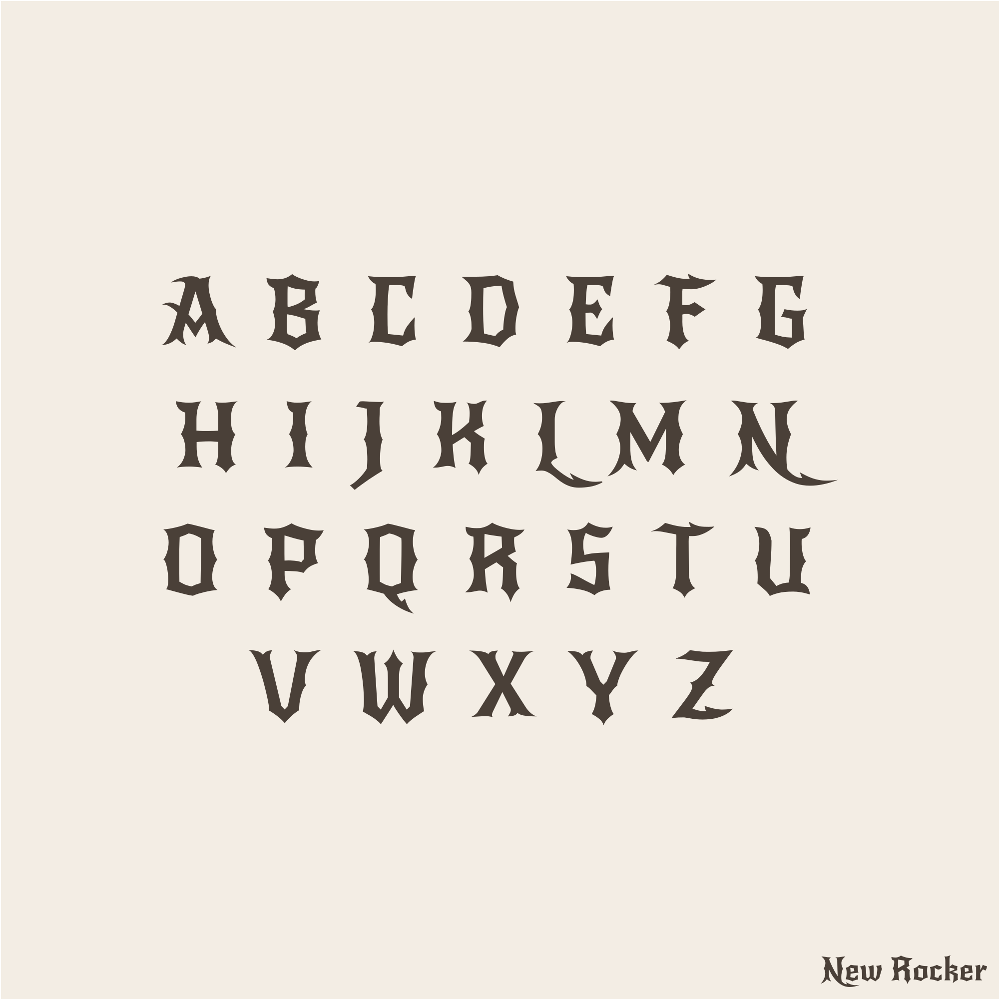 Uppercase letters for New Rocker font