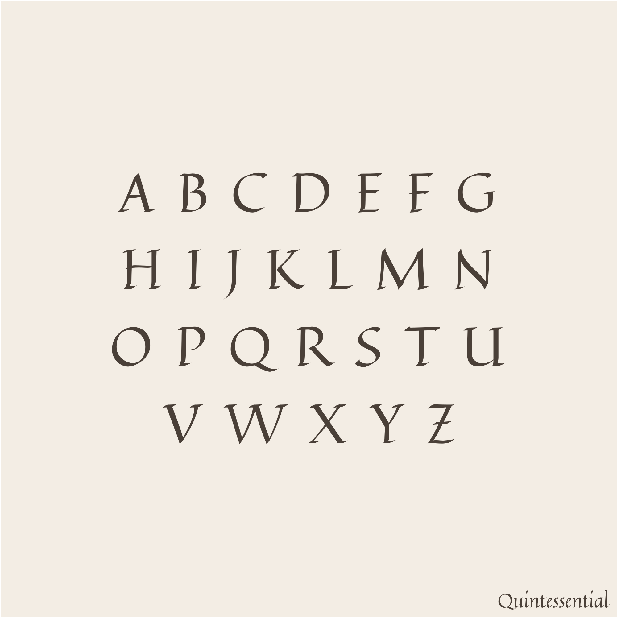 Uppercase letters for Quintessential font